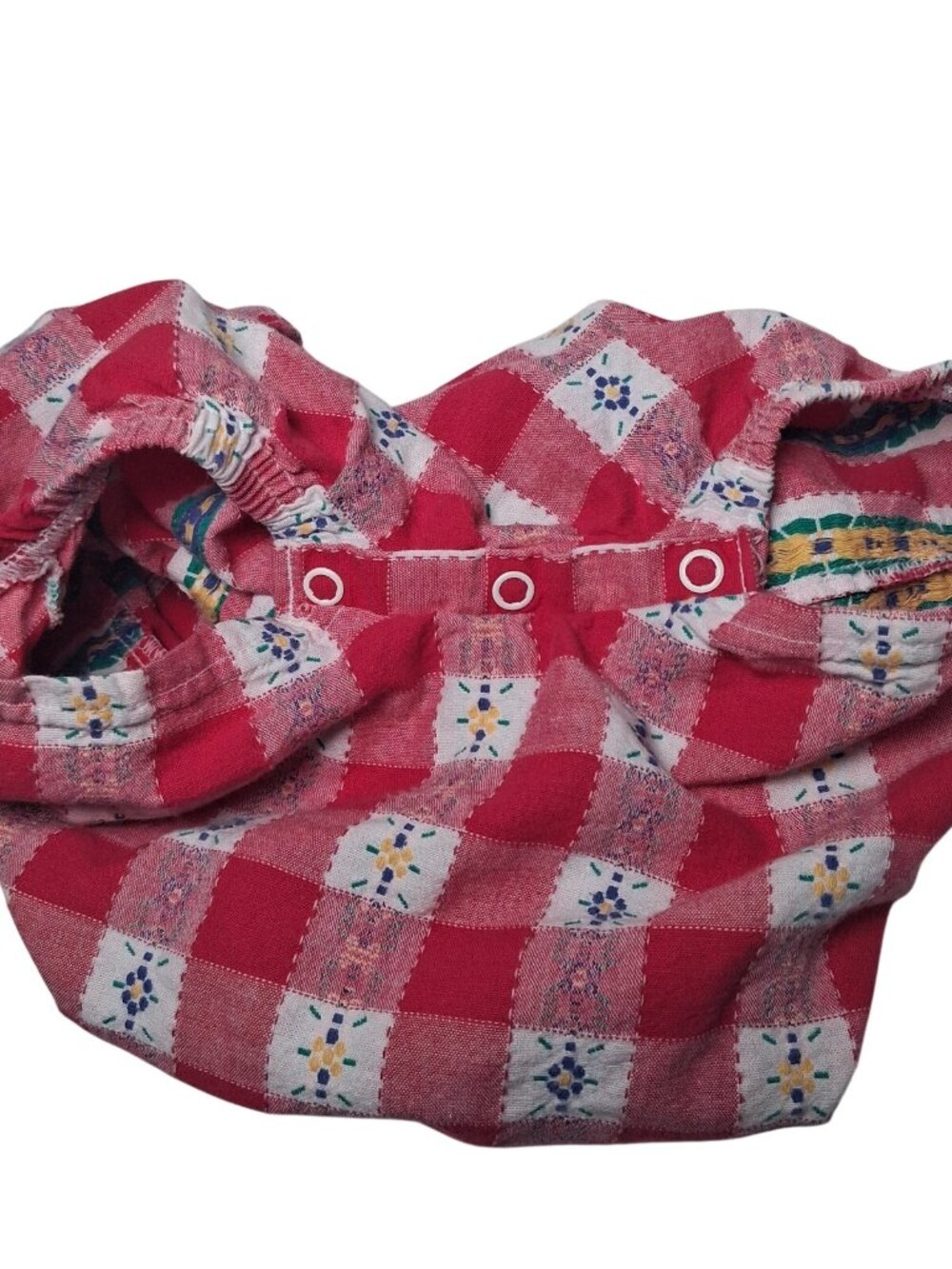 Vintage Carters Baby Girl Romper 3-6M Red Check Plaid Floral Country Cottage - Picture 9 of 12